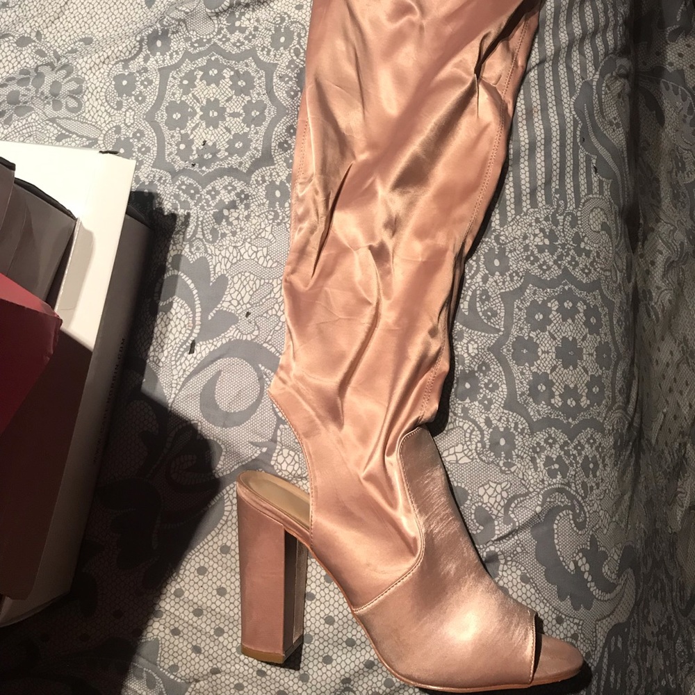 Pink over the knee boots